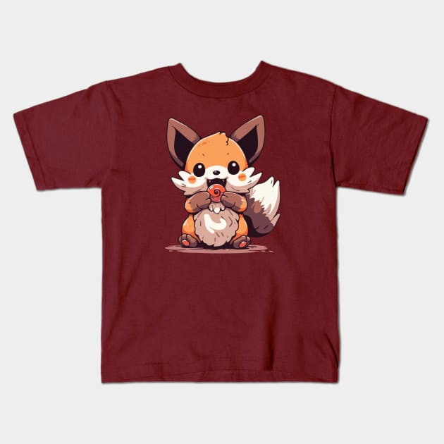 Fox eating a hard candy Kids T-Shirt by etherElric